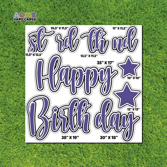 ACME Yard Cards Half Sheet - Birthday – Happy Birthday Script in Purple – Solid