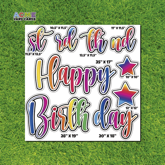 ACME Yard Cards Half Sheet - Birthday – Happy Birthday Script in Rainbow
