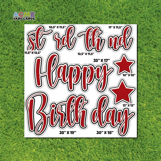 ACME Yard Cards Half Sheet - Birthday – Happy Birthday Script in Red – Solid