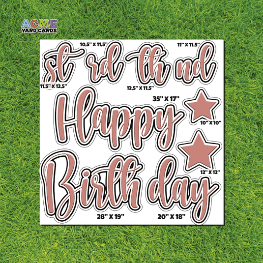 ACME Yard Cards Half Sheet - Birthday – Happy Birthday Script in Rose Gold – Solid