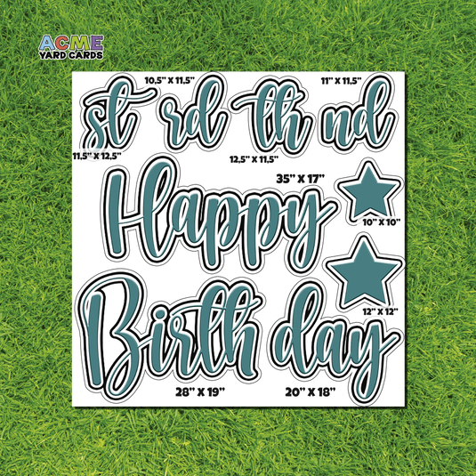 ACME Yard Cards Half Sheet - Birthday – Happy Birthday Script in Teal – Solid