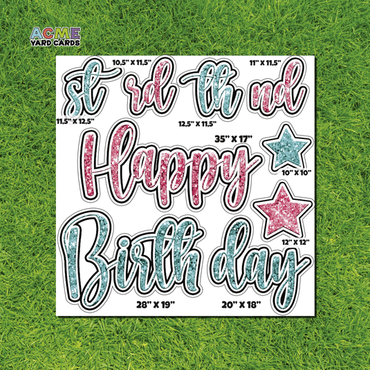 ACME Yard Cards Half Sheet - Birthday – Happy Birthday Script in TikTok Inspired – Glitter