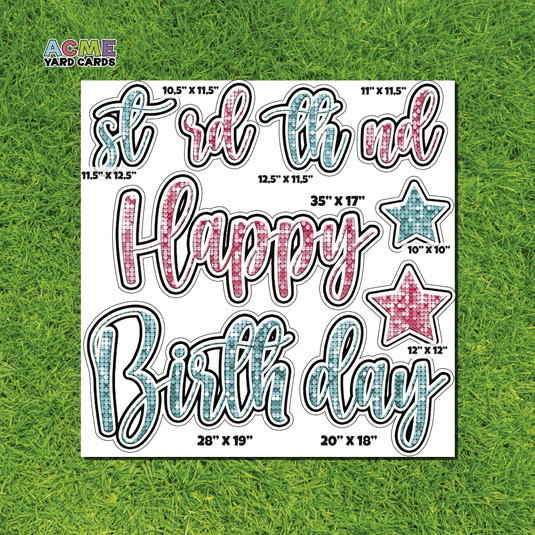 ACME Yard Cards Half Sheet - Birthday – Happy Birthday Script in TikTok Inspired – Sequin