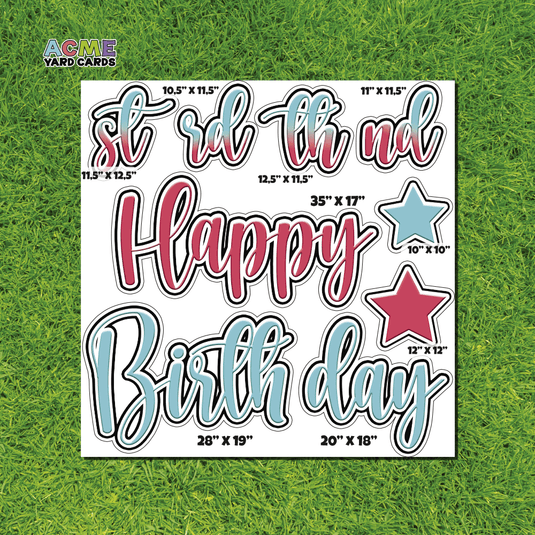 ACME Yard Cards Half Sheet - Birthday – Happy Birthday Script in TikTok Inspired – Solid