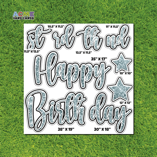ACME Yard Cards Half Sheet - Birthday – Happy Birthday Script in Turquoise – Glitter
