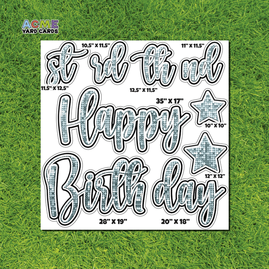 ACME Yard Cards Half Sheet - Birthday – Happy Birthday Script in Turquoise – Sequin