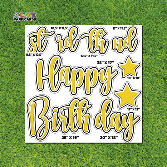 ACME Yard Cards Half Sheet - Birthday – Happy Birthday Script in Yellow – Solid