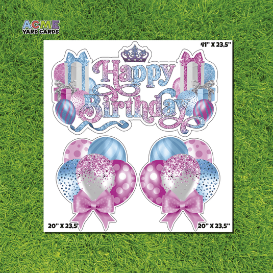 ACME Yard Cards Half Sheet - Birthday - Happy Birthday Sign in Blue and Pink