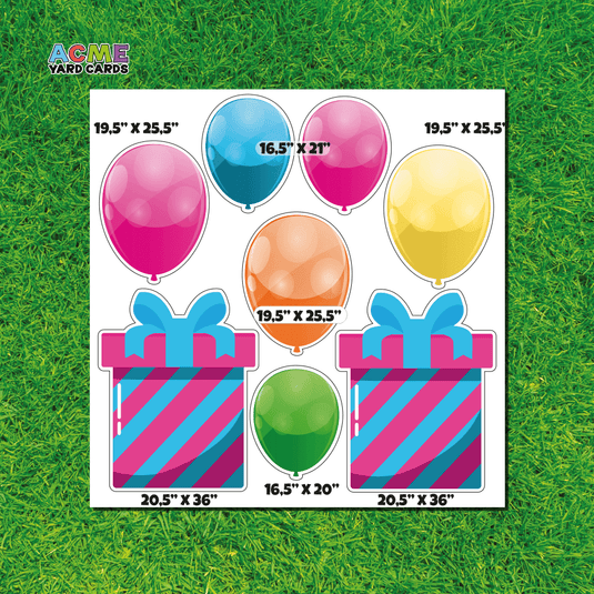 ACME Yard Cards Half Sheet - Flair - Birthday Set - Balloons and Giftboxes