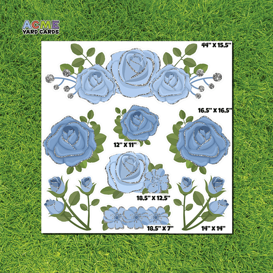 ACME Yard Cards Half Sheet - Flair – Flowers in Light Blue & Silver II