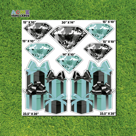 ACME Yard Cards Half Sheet - Flair - Gifts and Diamonds in Black and Aqua