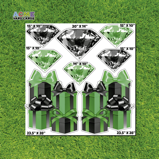 ACME Yard Cards Half Sheet - Flair - Gifts and Diamonds in Black and Green