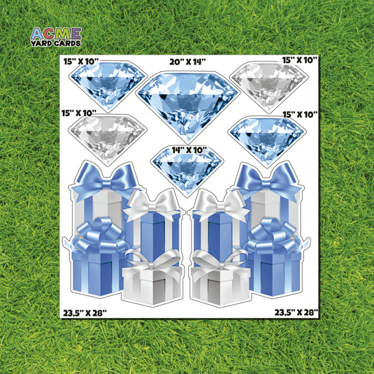 ACME Yard Cards Half Sheet - Flair - Gifts and Diamonds in Blue and White