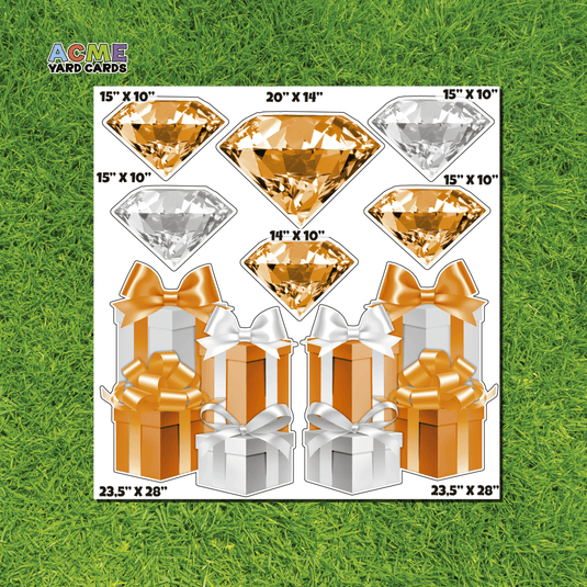 ACME Yard Cards Half Sheet - Flair - Gifts and Diamonds in Orange and White