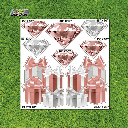ACME Yard Cards Half Sheet - Flair - Gifts and Diamonds in Rose Gold and White