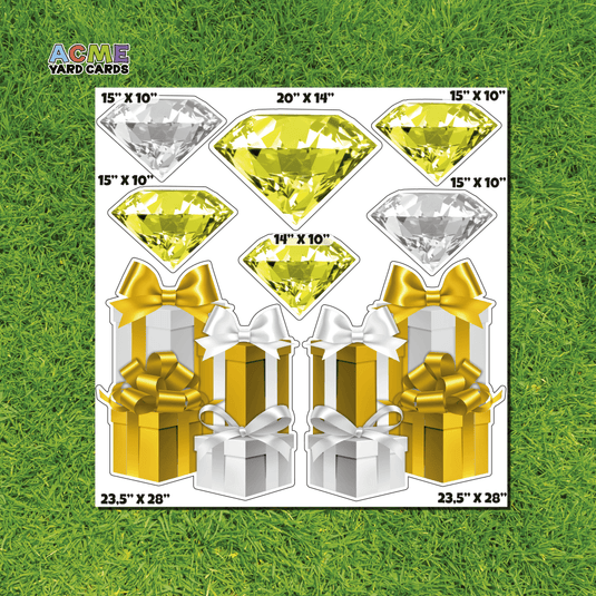 ACME Yard Cards Half Sheet - Flair - Gifts and Diamonds in Yellow and White