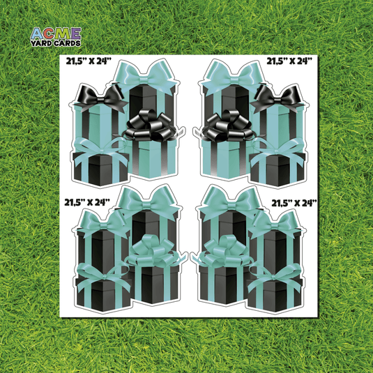ACME Yard Cards Half Sheet - Flair - Gifts Boxes in Aqua and Black
