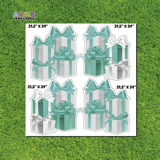 ACME Yard Cards Half Sheet - Flair - Gifts Boxes in Aqua and White