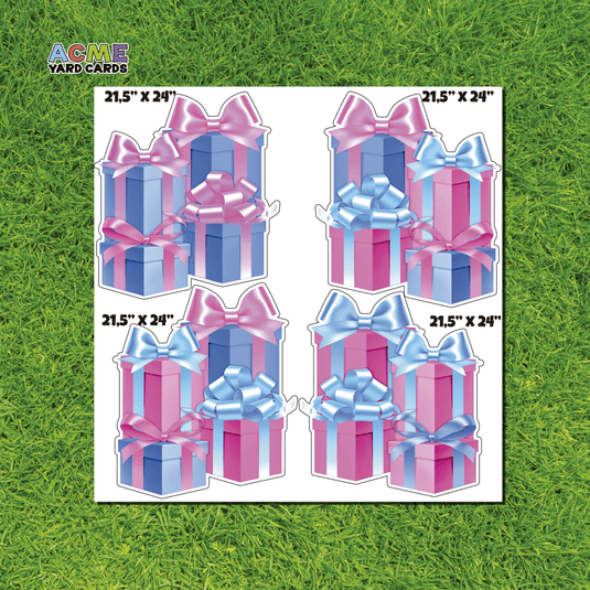 ACME Yard Cards Half Sheet - Flair - Gifts Boxes in Blue and Pink