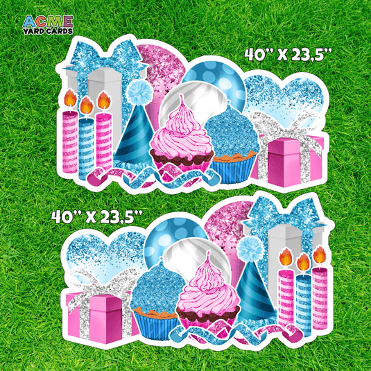 ACME Yard Cards Half Sheet - Flair - Panel - Blue and Pink