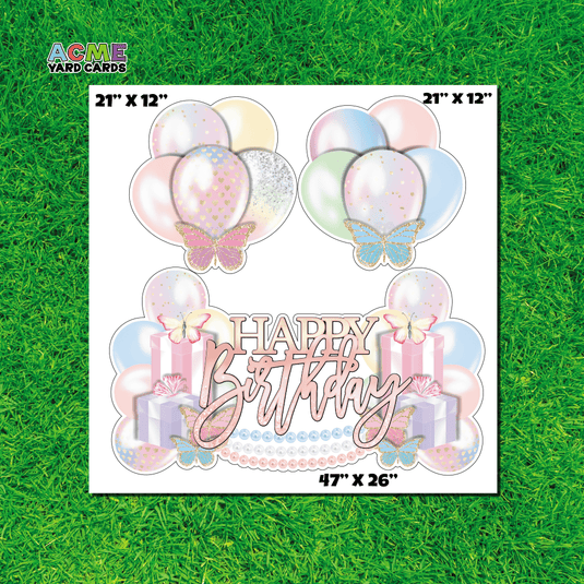 ACME Yard Cards Half Sheet - Flair - Pastel and Butterfly Birthday Flair