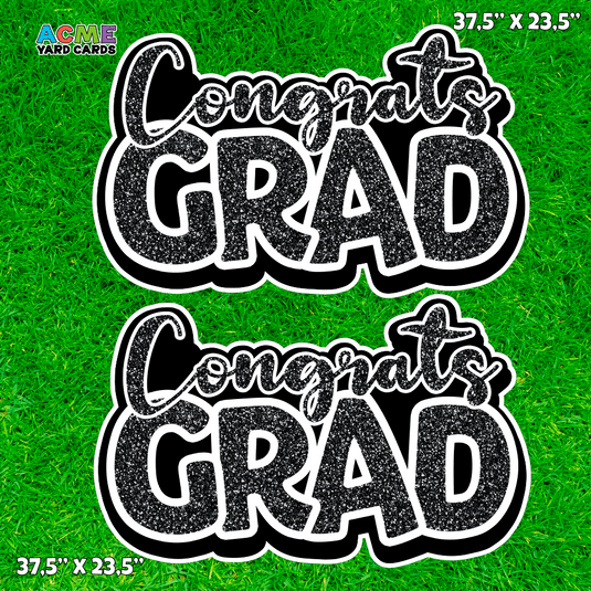 ACME Yard Cards Half Sheet - Graduation - Congrats Grad - Black Glitter