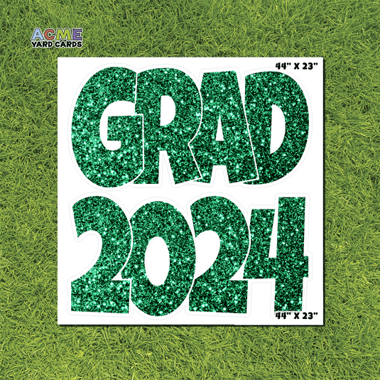 ACME Yard Cards Half Sheet - Graduation – Grad 2024 Dark Green Glitter