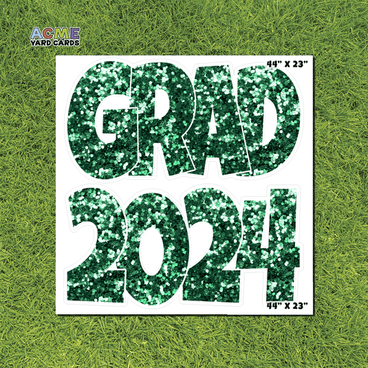 ACME Yard Cards Half Sheet - Graduation – Grad 2024 Dark Green Sequin