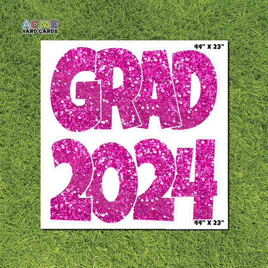 ACME Yard Cards Half Sheet - Graduation – Grad 2024 Pink Glitter