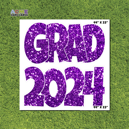 ACME Yard Cards Half Sheet - Graduation – Grad 2024 Purple Glitter
