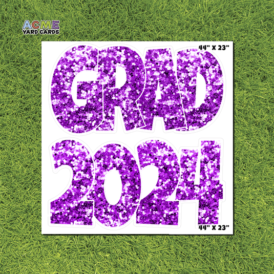 ACME Yard Cards Half Sheet - Graduation – Grad 2024 Purple Sequin