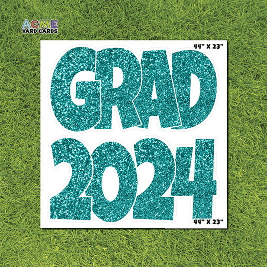 ACME Yard Cards Half Sheet - Graduation – Grad 2024 Teal Glitter
