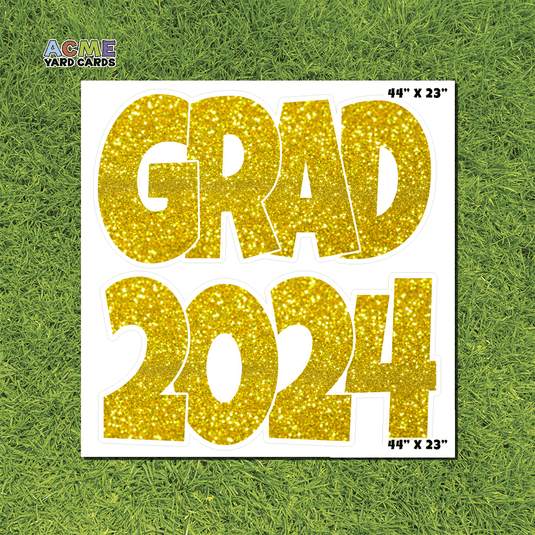 ACME Yard Cards Half Sheet - Graduation – Grad 2024 Yellow Glitter