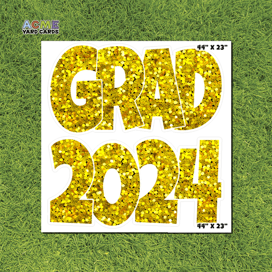ACME Yard Cards Half Sheet - Graduation – Grad 2024 Yellow Sequin