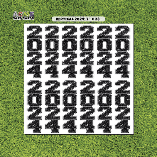 ACME Yard Cards Half Sheet - Graduation – Vertical 2024 - Black Glitter