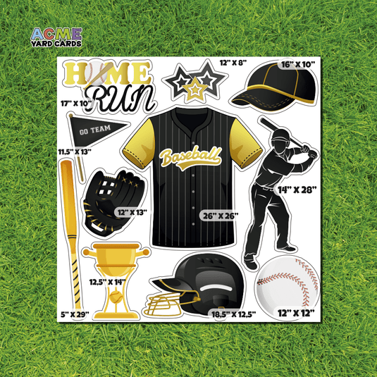 ACME Yard Cards Half Sheet - Sports - Baseball Team in Black & Gold