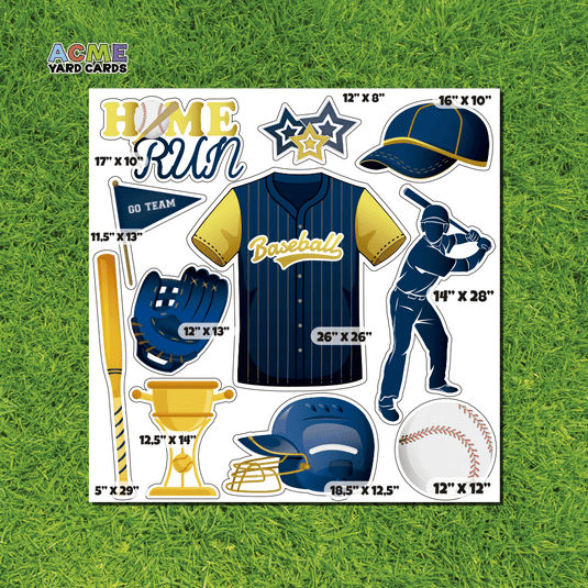ACME Yard Cards Half Sheet - Sports - Baseball Team in Gold & Blue