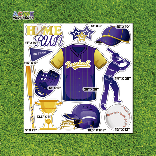 ACME Yard Cards Half Sheet - Sports - Baseball Team in Purple & Gold
