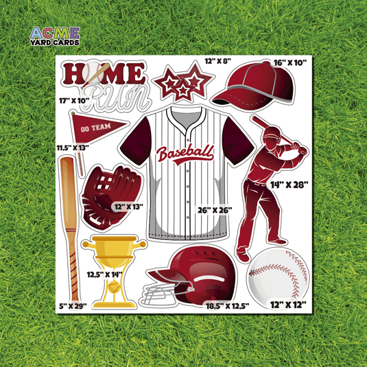 ACME Yard Cards Half Sheet - Sports - Baseball Team in Red & White