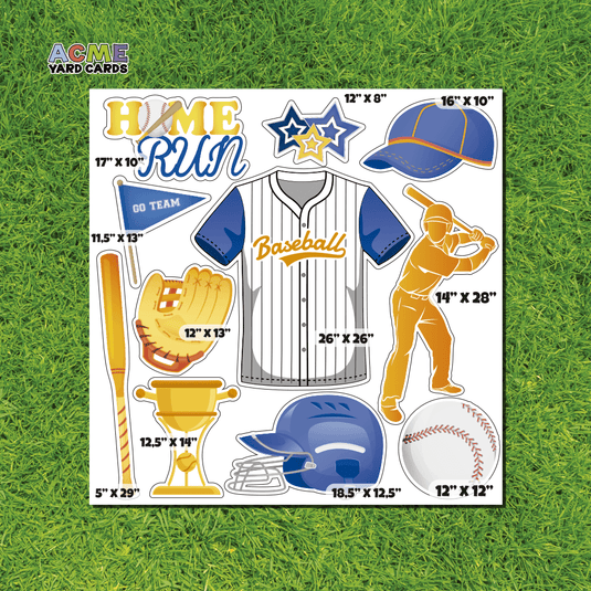 ACME Yard Cards Half Sheet - Sports - Baseball Team in Yellow, Gold & Blue