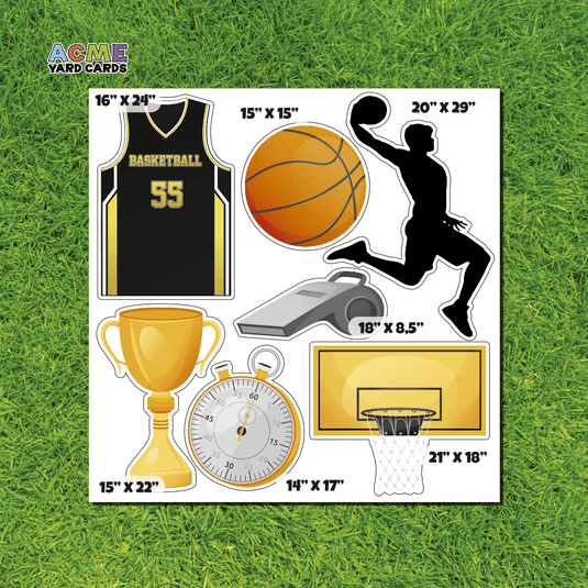 ACME Yard Cards Half Sheet - Sports - Basketball Team in Black & Gold