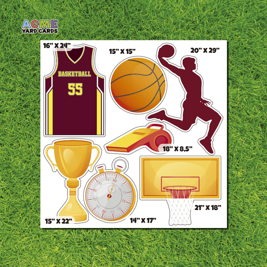 ACME Yard Cards Half Sheet - Sports - Basketball Team in Red & Gold