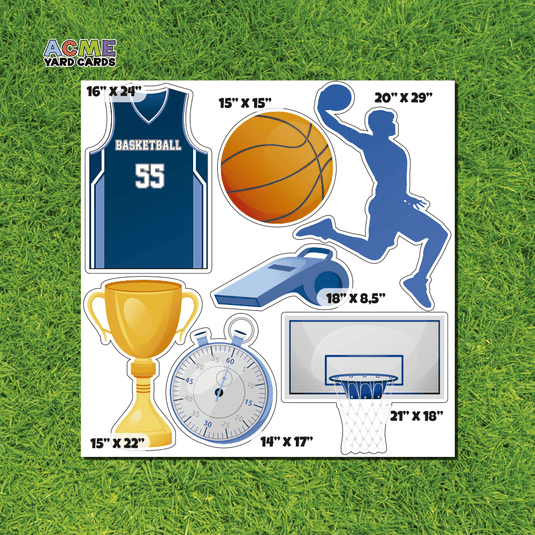 ACME Yard Cards Half Sheet - Sports - Basketball Team in White & Blue