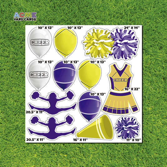 ACME Yard Cards Half Sheet - Sports - Cheerleading in Purple & Gold