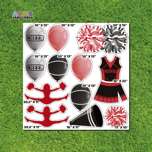 ACME Yard Cards Half Sheet - Sports - Cheerleading in Red & Black