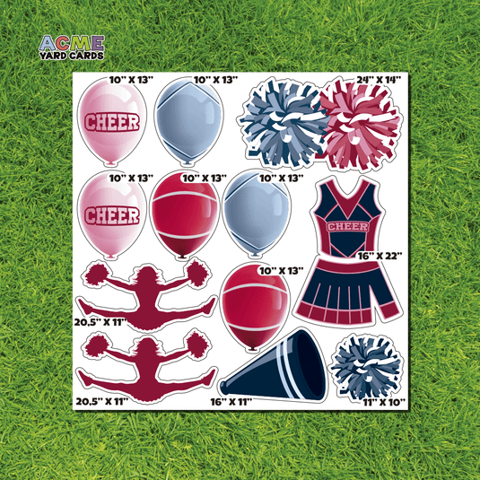 ACME Yard Cards Half Sheet - Sports - Cheerleading in Red & Blue