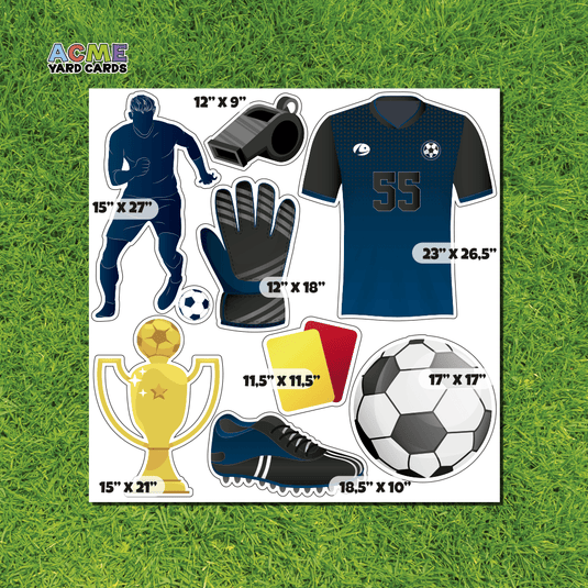 ACME Yard Cards Half Sheet - Sports - Soccer Team in Black & Blue