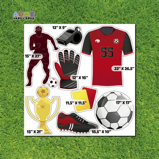 ACME Yard Cards Half Sheet - Sports - Soccer Team in Black & Red