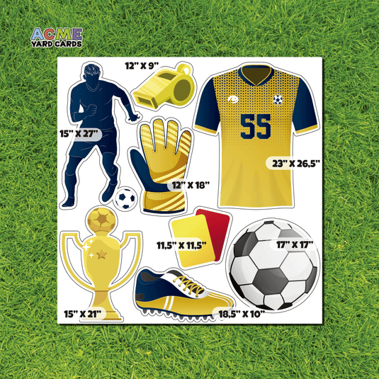 ACME Yard Cards Half Sheet - Sports - Soccer Team in Gold & Blue