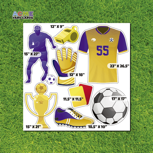 ACME Yard Cards Half Sheet - Sports - Soccer Team in Purple & Gold